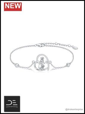 925 Sterling Silver Monkey Animal Bracelet Adjustable Link Gift for Women